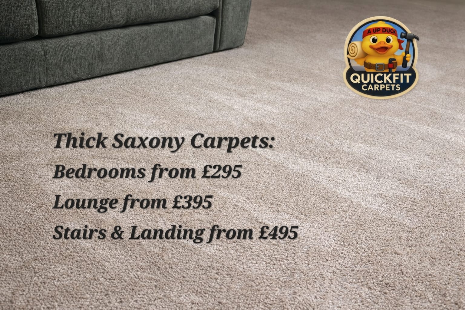 carpet fitting service Stoke-on-Trent thick saxony carpet installed by Quickfit Carpets